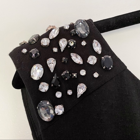 Black Dress Sleeveless Mini Rhinestone Shoulders - Picture 2 of 6